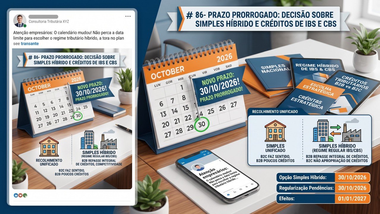 Prazo prorrogado até 30/10: A decisão sobre Simples Híbrido e o impacto nos créditos de IBS e CBS